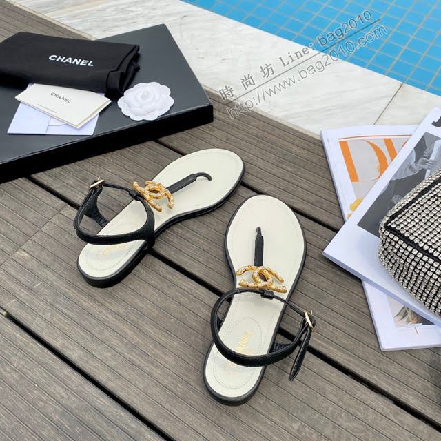 Chanel女鞋 香奈兒2020春夏新款夾趾涼鞋  naq1265